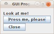Screenshot of GuiProgramThree with empty border