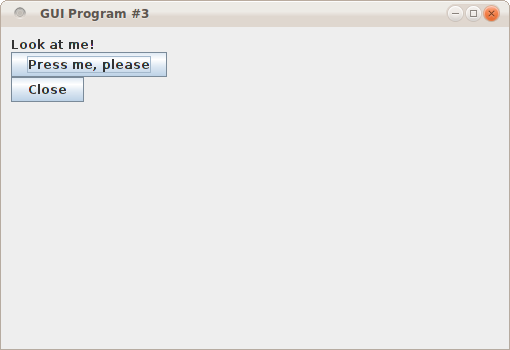 Screenshot of GuiProgramThree after resizing
